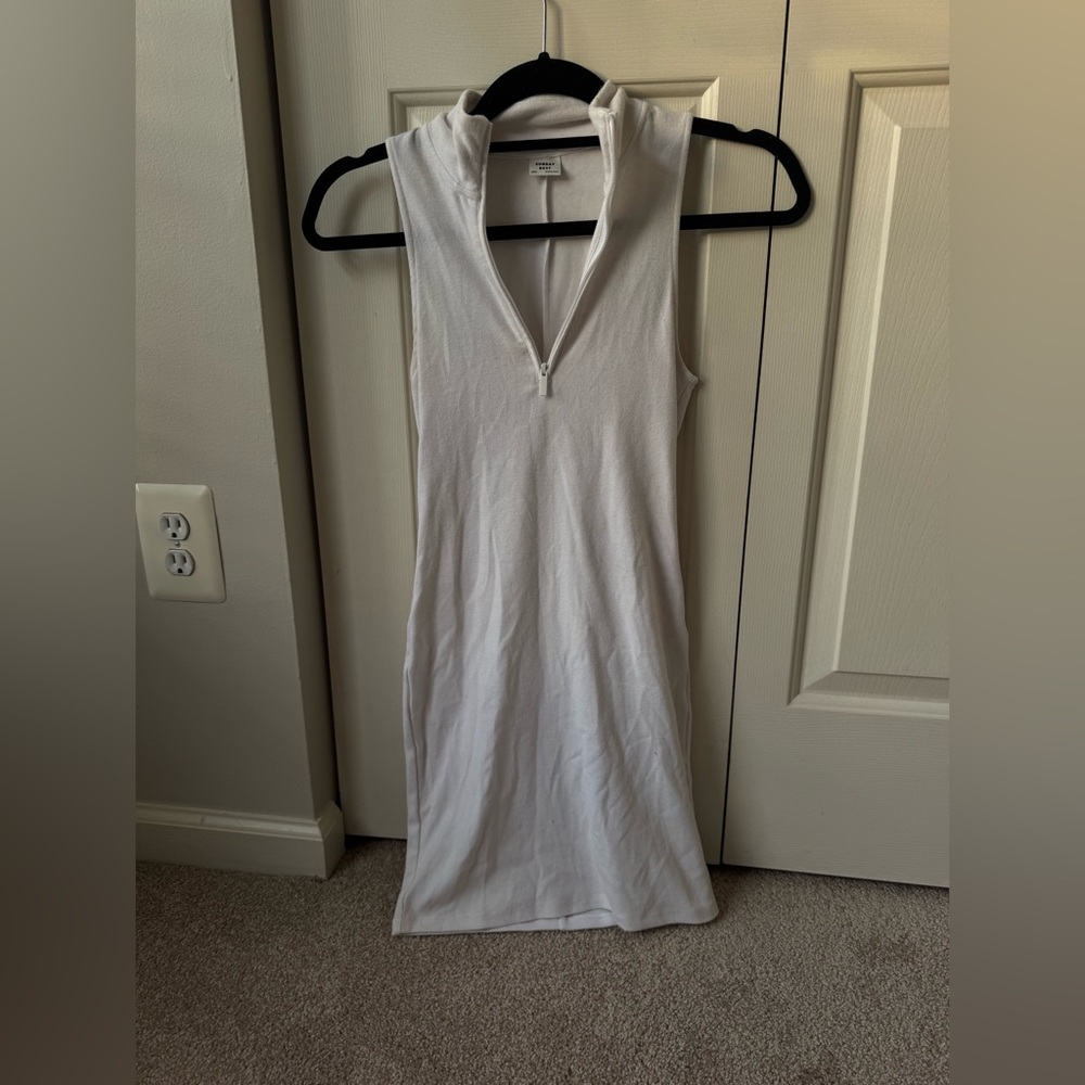 Sunday Best White Zip-Up Dress